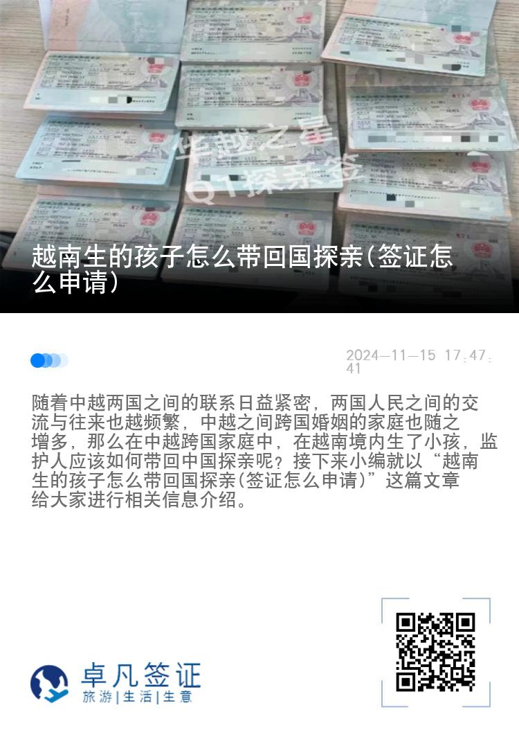 越南生的孩子怎么带回国探亲(签证怎么申请)